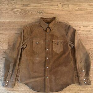 RRL Ralph Lauren Tan Suede Western Leather Snap Jacket Men's